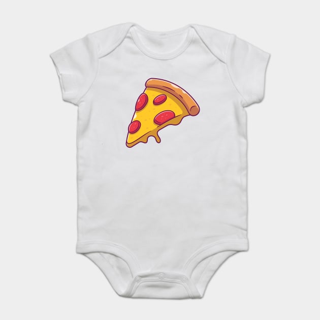 Slice of pizza with melted cheese cartoon Baby Bodysuit by Catalyst Labs
